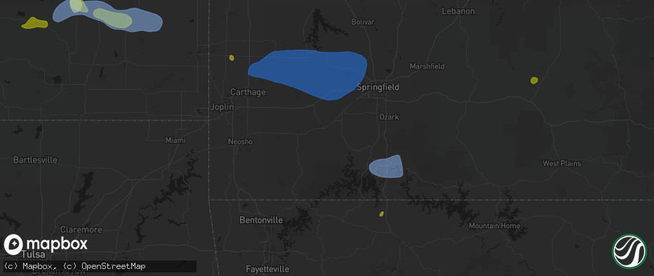 Hail map in Aurora, MO on May 30, 2026