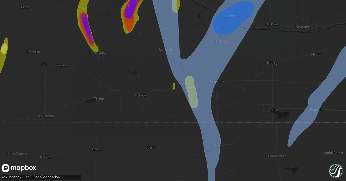 Hail map in Bartley, NE on May 30, 2026