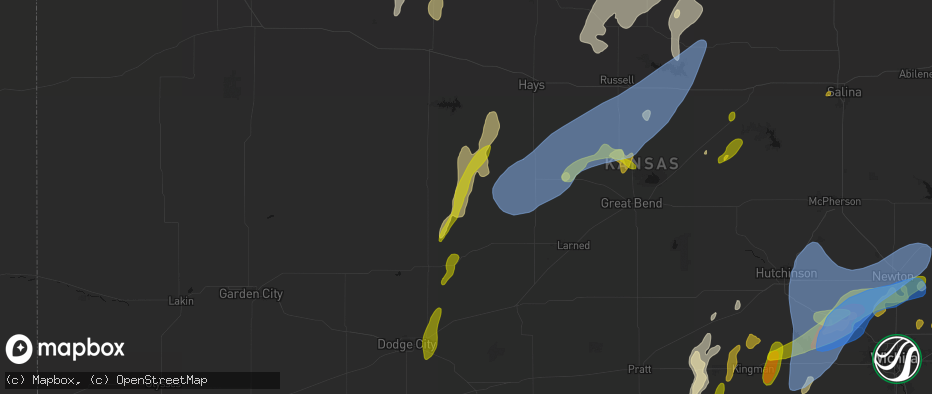 Hail map in Bazine, KS on May 30, 2026