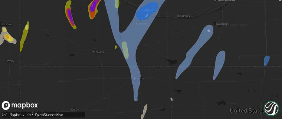 Hail map in Beaver City, NE on May 30, 2026
