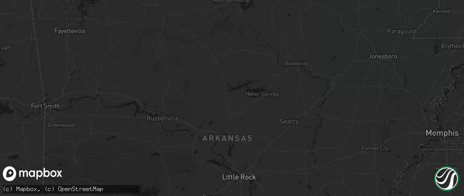 Hail map in Bee Branch, AR on May 30, 2026