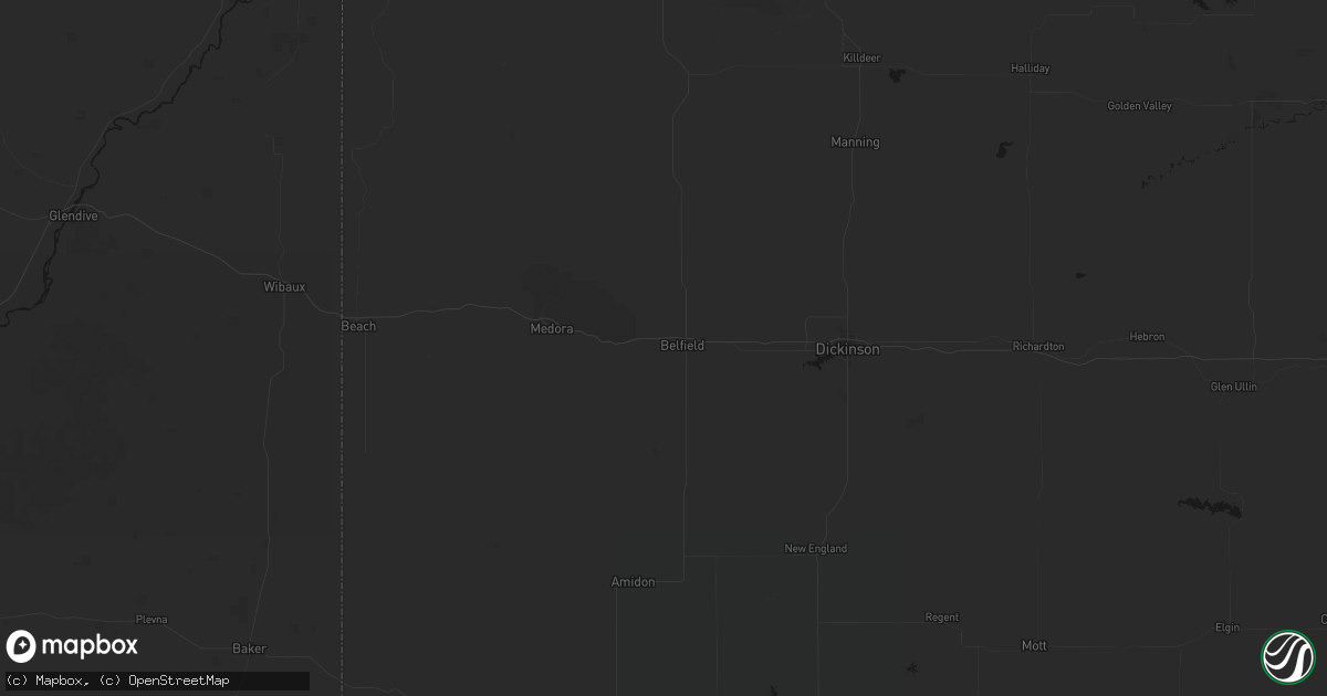 Hail map in Belfield, ND on May 30, 2026