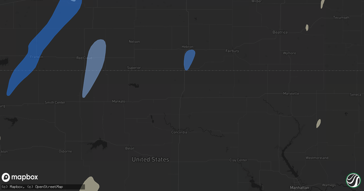 Hail map in Belleville, KS on May 30, 2026