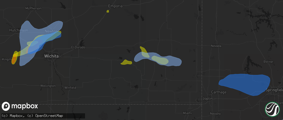 Hail map in Benedict, KS on May 30, 2026