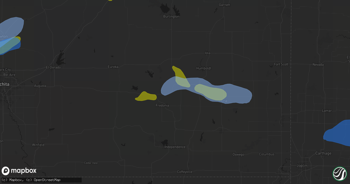 Hail map in Benedict, KS on May 30, 2026