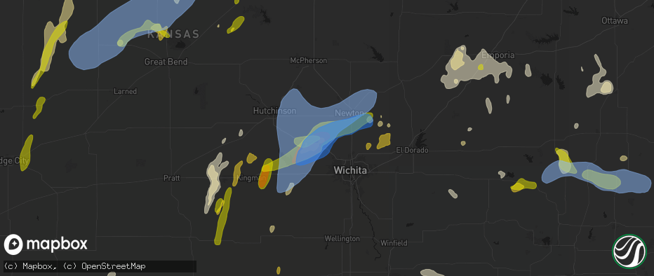 Hail map in Bentley, KS on May 30, 2026