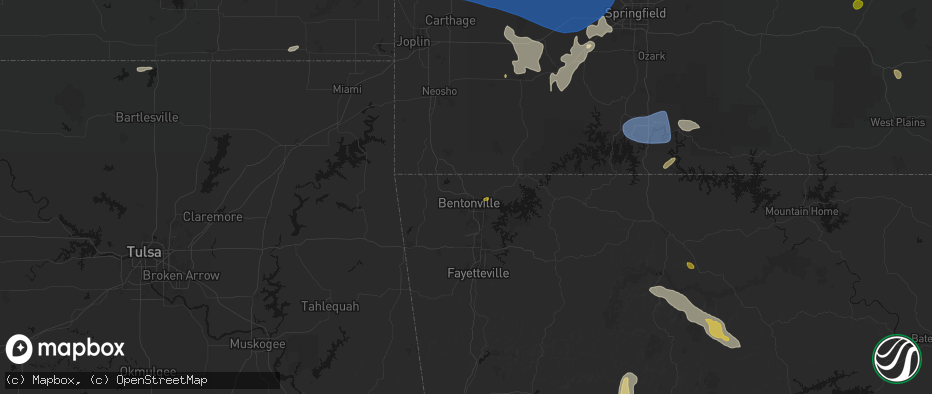 Hail map in Bentonville, AR on May 30, 2026