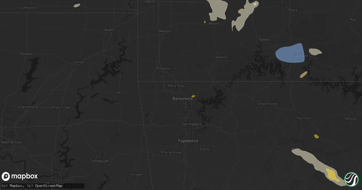 Hail map in Bentonville, AR on May 30, 2026