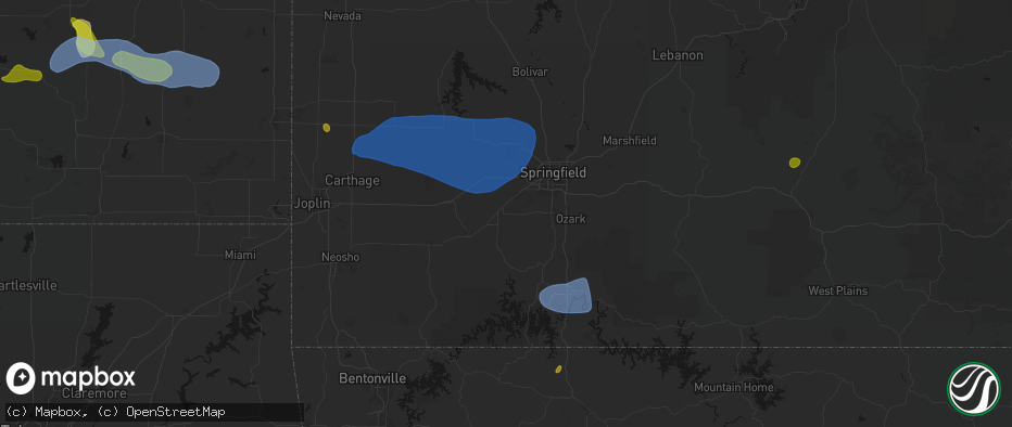 Hail map in Billings, MO on May 30, 2026