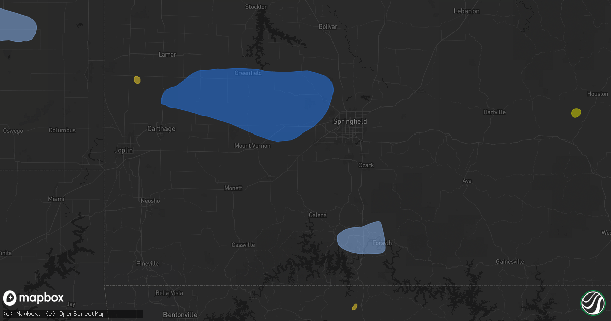 Hail map in Billings, MO on May 30, 2026