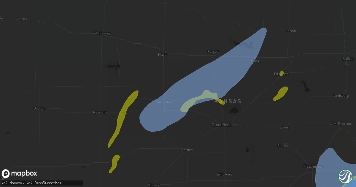 Hail map in Bison, KS on May 30, 2026
