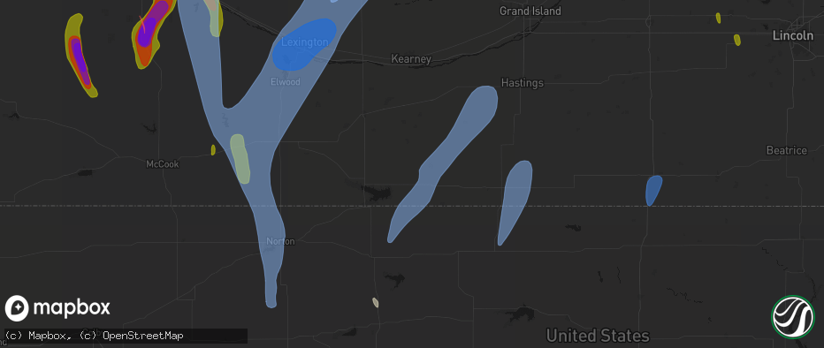 Hail map in Bloomington, NE on May 30, 2026