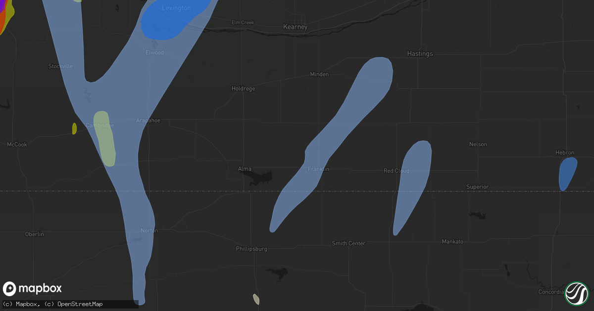 Hail map in Bloomington, NE on May 30, 2026