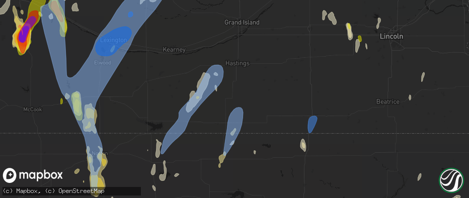 Hail map in Blue Hill, NE on May 30, 2026