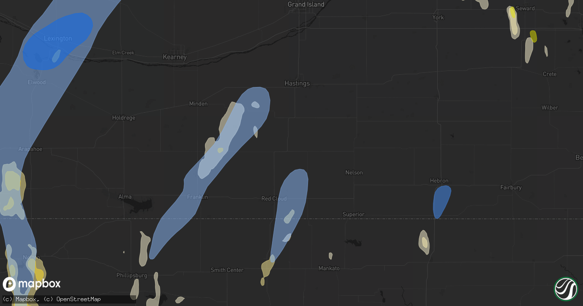 Hail map in Blue Hill, NE on May 30, 2026