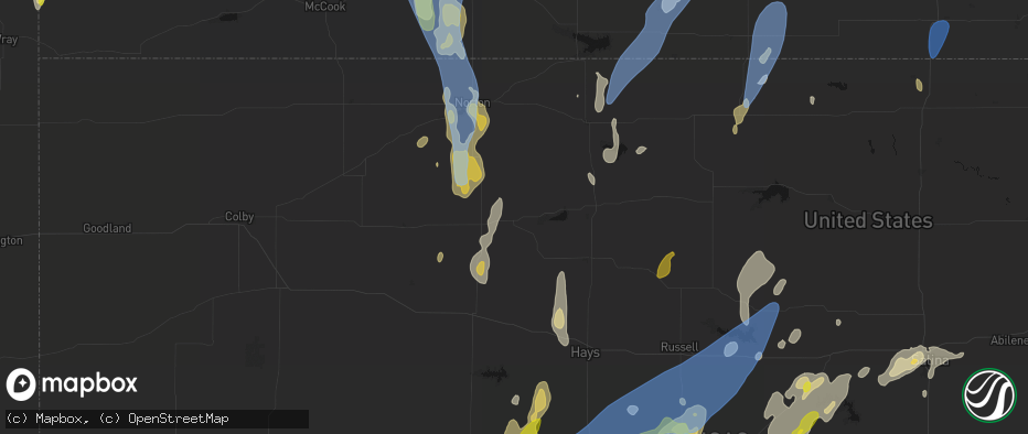 Hail map in Bogue, KS on May 30, 2026