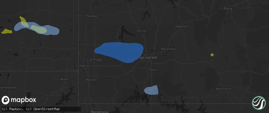 Hail map in Bois D Arc, MO on May 30, 2026