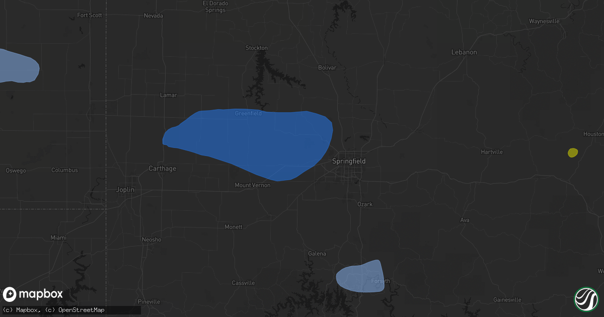 Hail map in Bois D Arc, MO on May 30, 2026