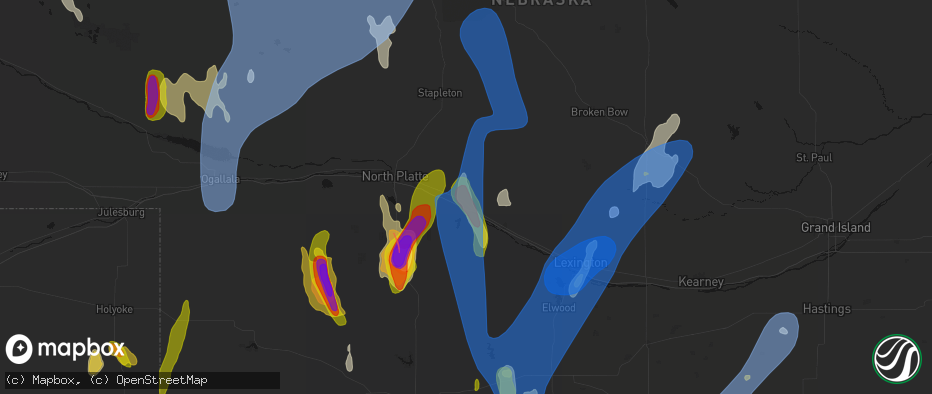 Hail map in Brady, NE on May 30, 2026