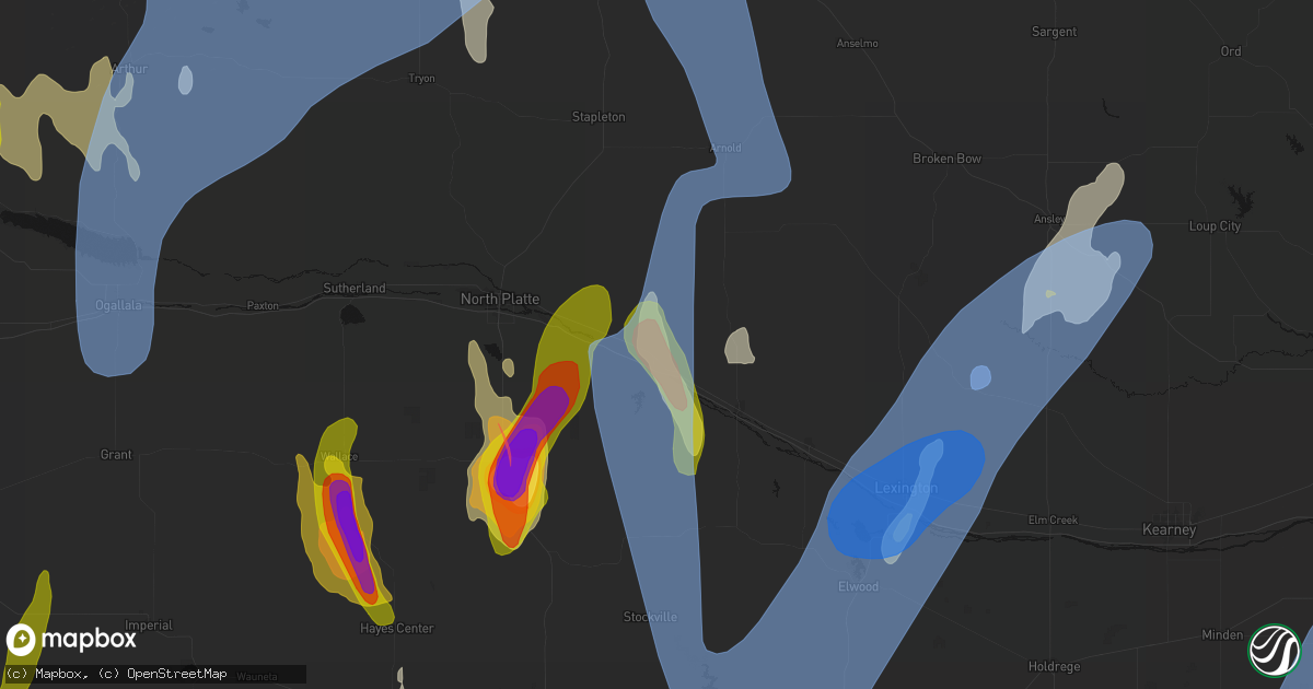 Hail map in Brady, NE on May 30, 2026