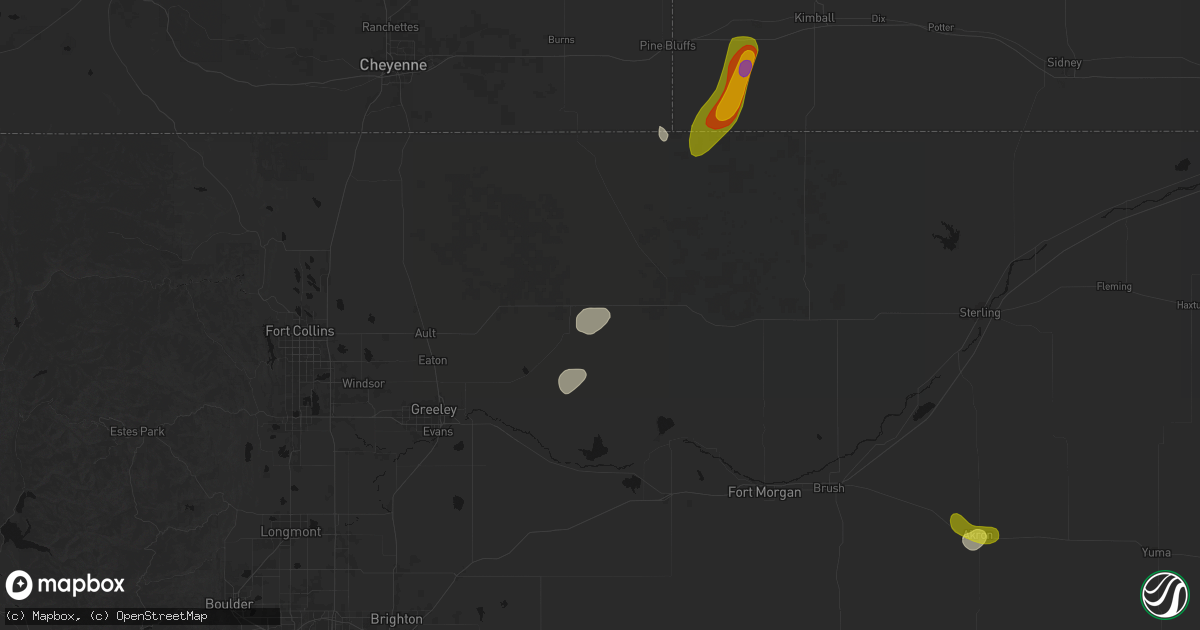Hail map in Briggsdale, CO on May 30, 2026