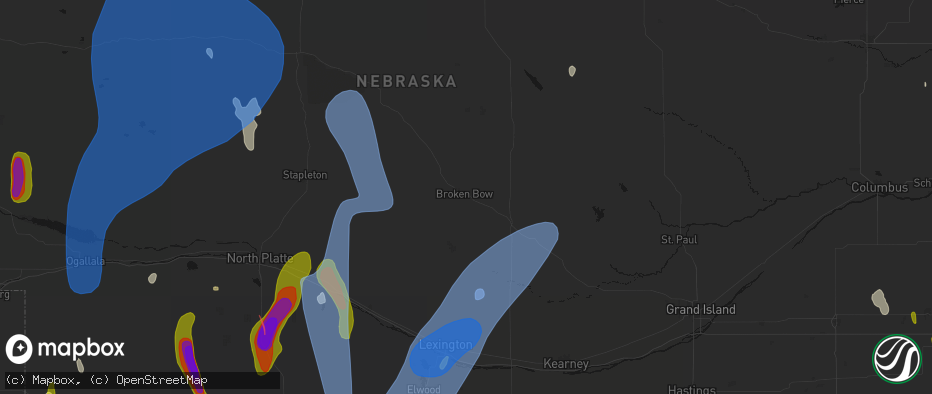 Hail map in Broken Bow, NE on May 30, 2026