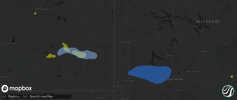 Hail map in Bronaugh, MO on May 30, 2026