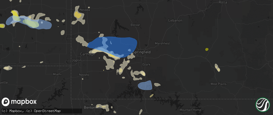 Hail map in Brookline, MO on May 30, 2026