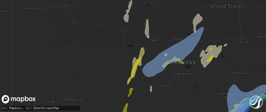 Hail map in Brownell, KS on May 30, 2026