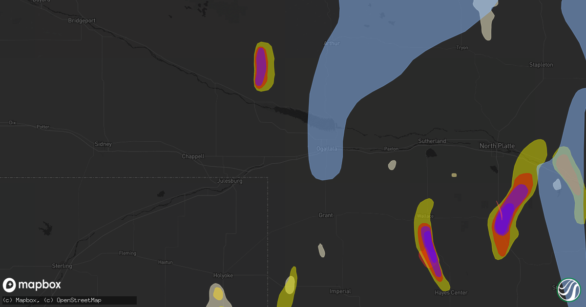 Hail map in Brule, NE on May 30, 2026