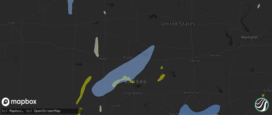 Hail map in Bunker Hill, KS on May 30, 2026