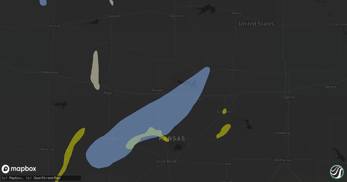 Hail map in Bunker Hill, KS on May 30, 2026