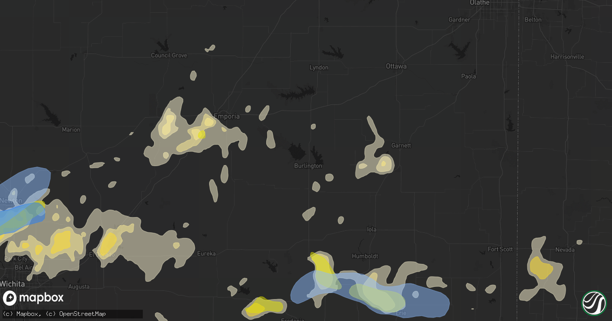 Hail map in Burlington, KS on May 30, 2026