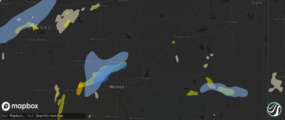 Hail map in Burns, KS on May 30, 2026