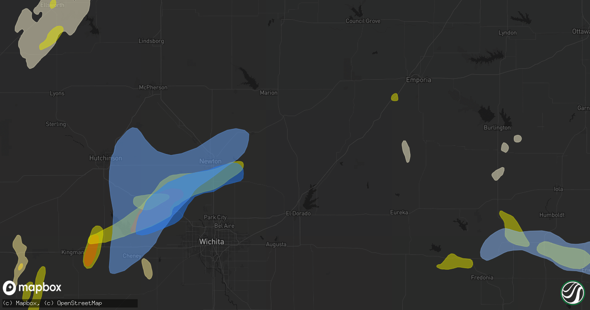 Hail map in Burns, KS on May 30, 2026