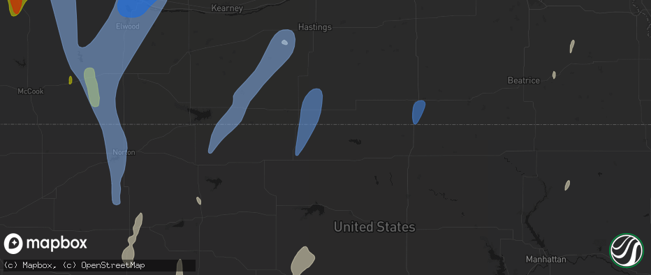 Hail map in Burr Oak, KS on May 30, 2026