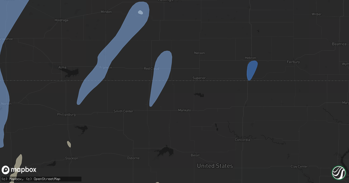 Hail map in Burr Oak, KS on May 30, 2026