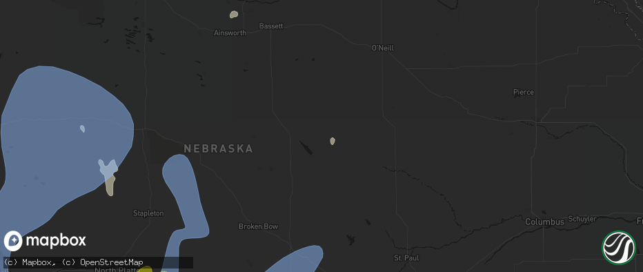 Hail map in Burwell, NE on May 30, 2026