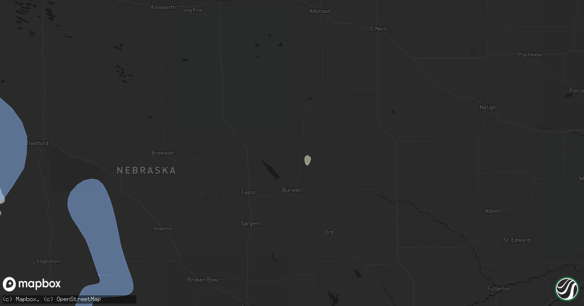 Hail map in Burwell, NE on May 30, 2026