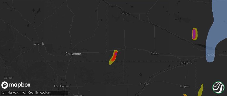Hail map in Bushnell, NE on May 30, 2026