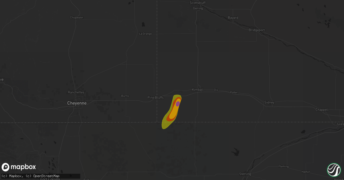 Hail map in Bushnell, NE on May 30, 2026
