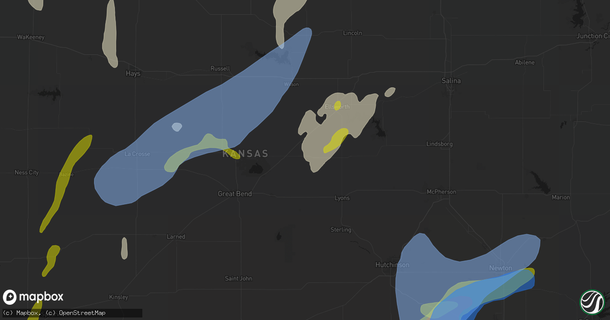 Hail map in Bushton, KS on May 30, 2026