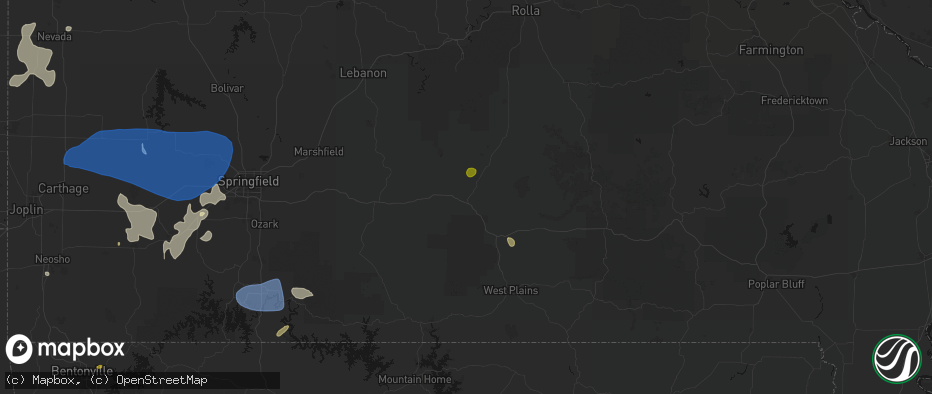 Hail map in Cabool, MO on May 30, 2026