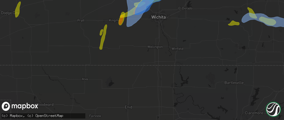 Hail map in Caldwell, KS on May 30, 2026