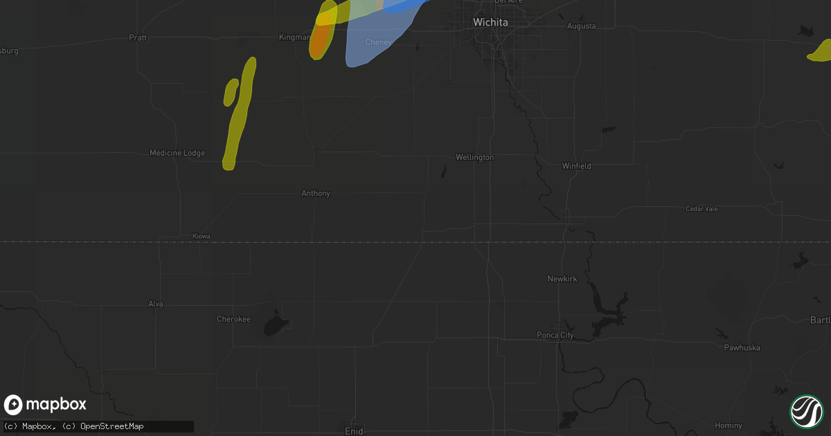 Hail map in Caldwell, KS on May 30, 2026