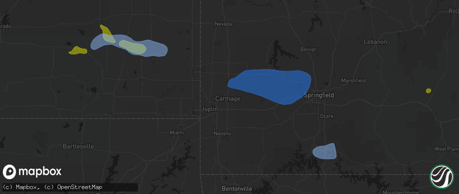 Hail map in Carthage, MO on May 30, 2026