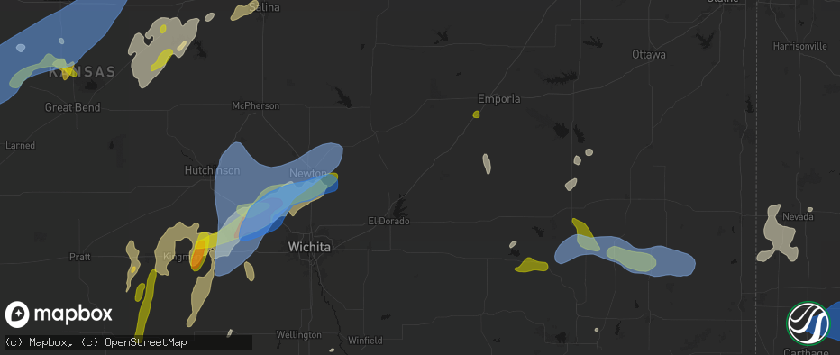 Hail map in Cassoday, KS on May 30, 2026