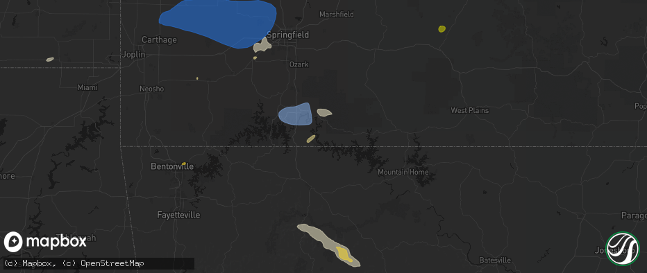 Hail map in Cedarcreek, MO on May 30, 2026