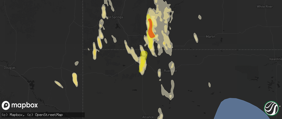Hail map in Chadron, NE on May 30, 2026