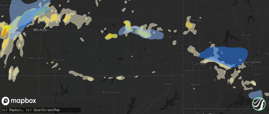 Hail map in Cherryvale, KS on May 30, 2026